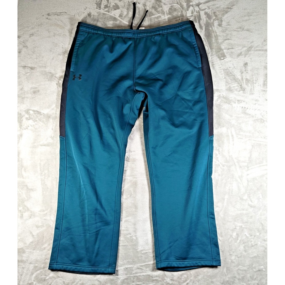 Under Armour Sweatpants Mens 3XL Green Black Cold Gear Side Stripe Loose Fit
